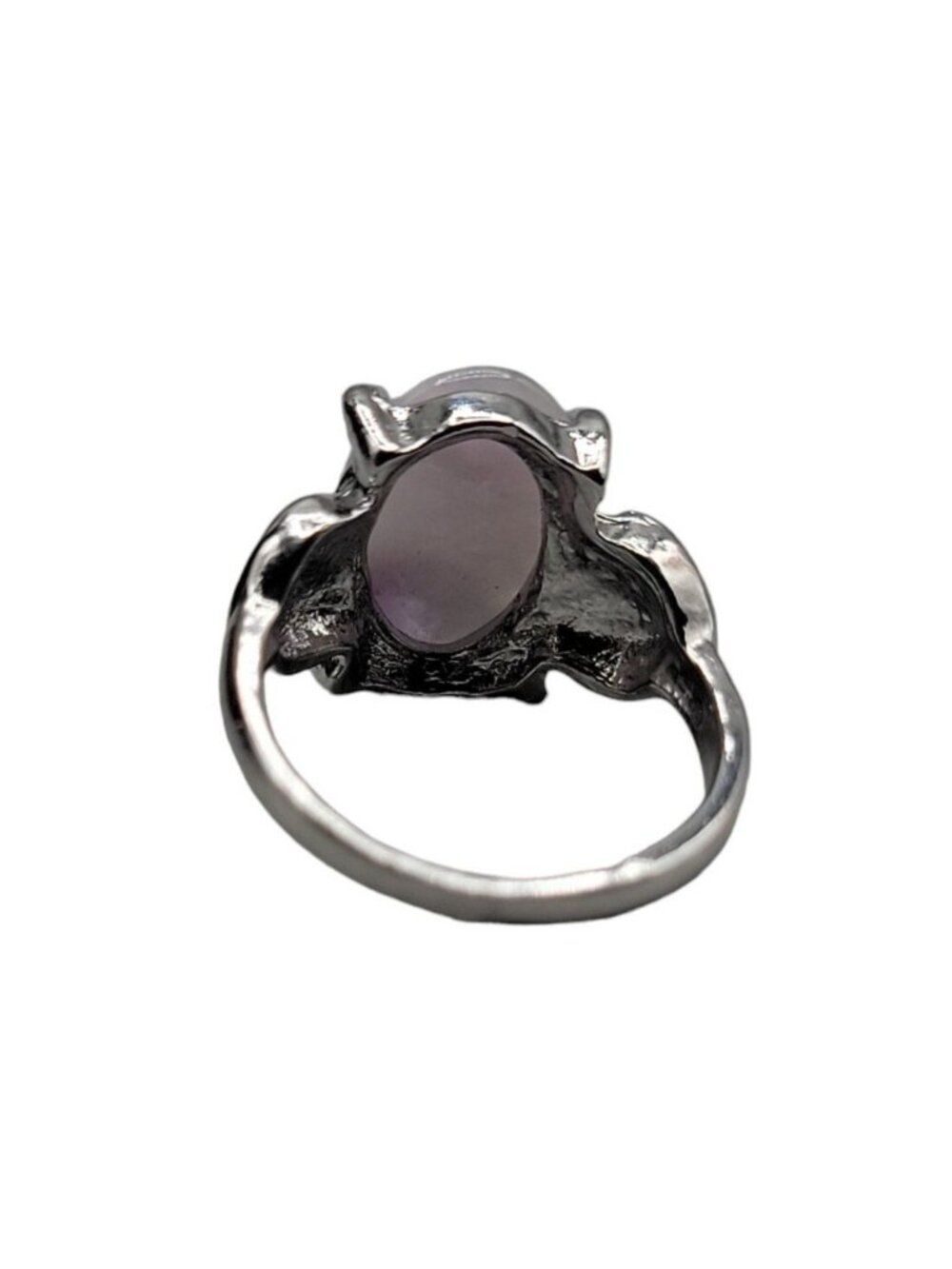 Purple Moonstone Ring Silver Plated Ladies Size 5.5 Heart Side Accents Vintage - Picture 16 of 16